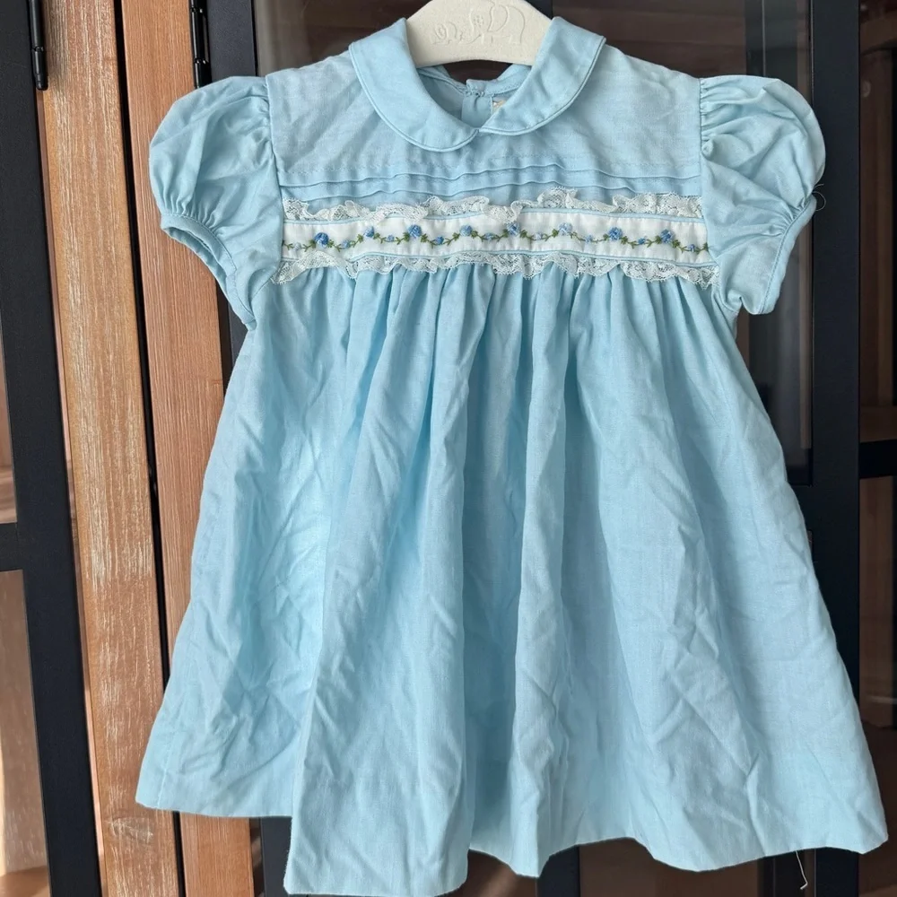 C.I. Castro vintage heirloom dress baby girl lace embroidered pintuck flowers